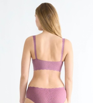 Bustieră fără armătură, dantelat, Sloggi ZERO Feel Bliss Bralette Mov - Img 2