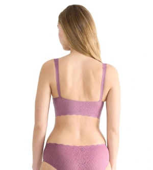Bustieră fără armătură, dantelat, Sloggi ZERO Feel Bliss Bralette Mov - Img 12