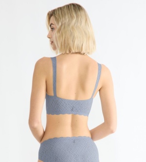Bustieră fără armătură, dantelat, Sloggi ZERO Feel Bliss Bralette Albastru - Img 3