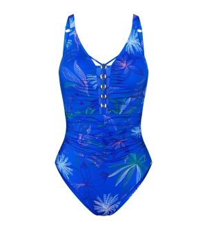 Costum de baie întreg cu cupe buretate, Triumph Summer Tropics OP 01 Albastru - Img 5