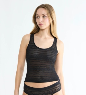 Maieu din dantelă reversibil, Sloggi FREE Evolve Tank Top Lace Negru