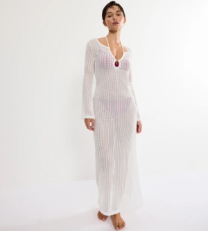 Rochie lungă croșetată, Triumph Beach MyWear Crochet Long Dress LSL Crem