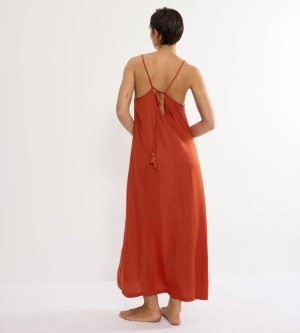 Rochie lungă cu croială relaxată, Triumph Summer Satin Dress Portocaliu - Img 2