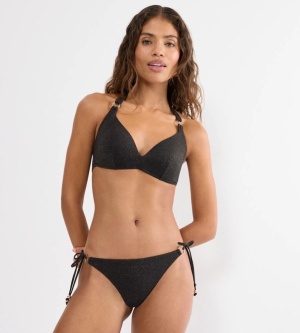 Sutien de baie push-up cu efect strălucitor lurex, Triumph Summer Sunset PU Plunge Negru