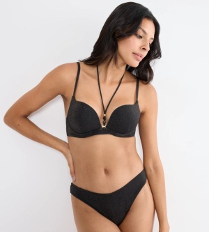 Sutien de baie push-up din material strălucitor lurex, Triumph Summer Sunset WHU Sweet Heart Negru
