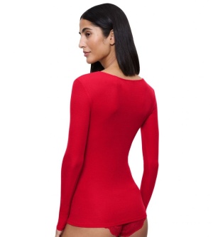 Bluză cu decolteu rotund adânc, Triumph Beauty Layers Top Scoop Neck Rosu - Img 8