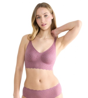 Bustieră fără armătură, dantelat, Sloggi ZERO Feel Bliss Bralette Mov - Img 9