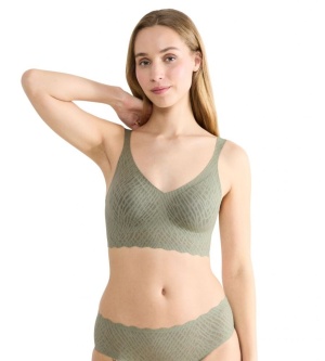 Bustieră fără armătură, dantelat, Sloggi ZERO Feel Bliss Bralette Verde - Img 7