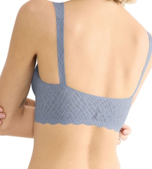 Bustieră fără armătură, dantelat, Sloggi ZERO Feel Bliss Bralette Albastru - Img 10