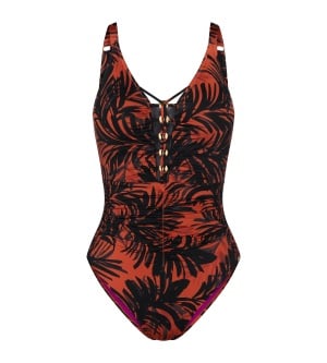 Costum de baie întreg cu cupe buretate cu efect modelator, Triumph Summer Palm OP 01, Maro - Img 5