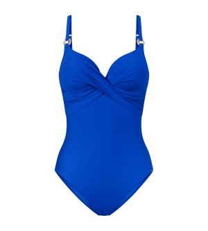 Costum de baie întreg cu cupe buretate și armătură, Triumph Summer Twist OWP 01 Albastru - Img 5