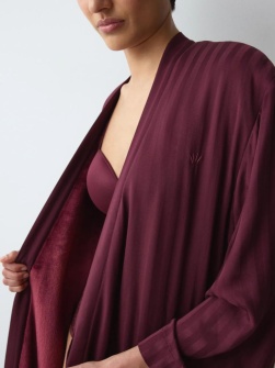 Halat lung cu cordon în talie, Triumph Amourette Jacquard Long Robe Bordo - Img 3