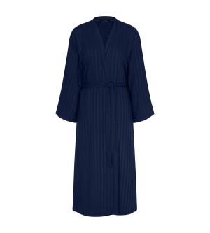Halat lung cu cordon în talie, Triumph Amourette Jacquard Long Robe Bleumarin - Img 5