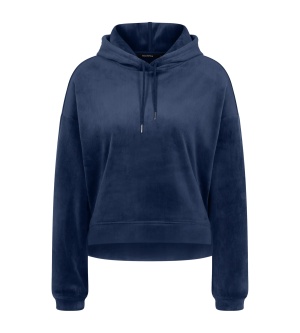 Hanorac din catifea reiată, Triumph Velour Rib Hoodie Bleumarin - Img 5