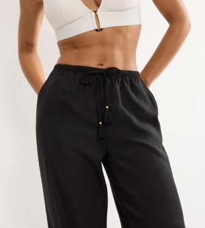 Pantaloni lungi evazați din in și viscoză, Triumph Summer Wear Trousers 01 Negru - Img 4