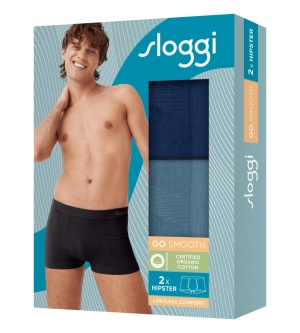 Set de 2 Boxeri bărbați din bumbac organic, Sloggi men GO Smooth Hipster C2P
