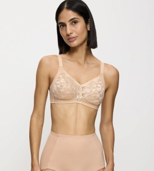 Sutien clasic ideal pentru cupe mari, cupa G, fără armătură, Triumph Delicate Doreen N, Bej