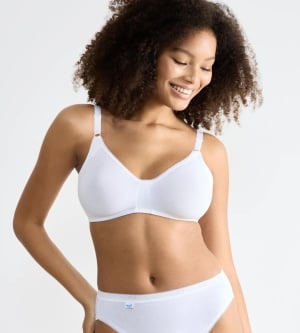 Sutien din bumbac fără armătură, Sloggi Basic+ N Alb