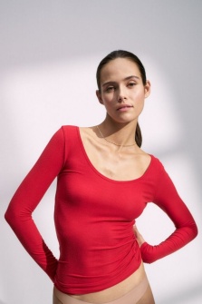 Bluză cu decolteu rotund adânc, Triumph Beauty Layers Top Scoop Neck Rosu - Img 5