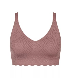 Bustieră fără armătură, dantelat, Sloggi ZERO Feel Bliss Bralette Maro - Img 5