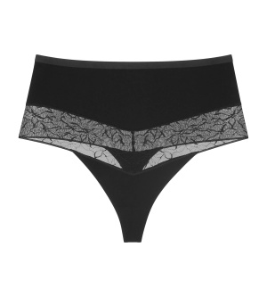 Chilot tanga cu talie înaltă, efect modelator ușor, Triumph Comfort Contour Highwaist String Negru - Img 5