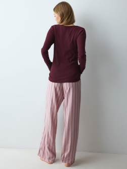 Set de pijama lungă din bumbac, Triumph Elevated Sets Bordo - Img 3
