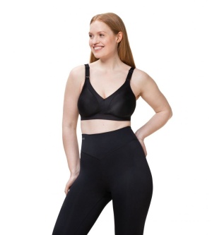 Sutien sport fără armătură, cu cupe modelatoare și respirabile, Triumph Triaction Wellness N Negru - Img 3