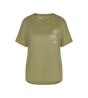 Bluză de pijama din bumbac, cu mânecă scurtă, Triumph Mix & Match Top Verde - Img 5