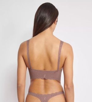 Bustieră fără armătură, dantelat, Sloggi ZERO Feel Bliss Bralette Maro - Img 2