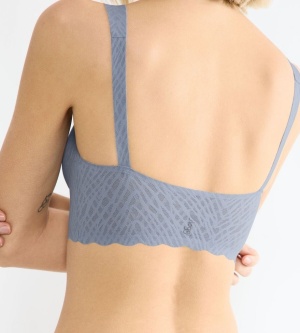 Bustieră fără armătură, dantelat, Sloggi ZERO Feel Bliss Bralette Albastru - Img 4