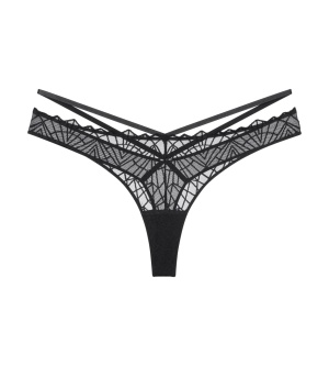 Chilot tanga cu tulle transparent, Triumph That Night in Vegas String Negru - Img 5