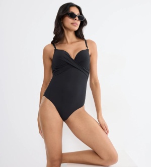 Costum de baie întreg cu cupe buretate și armătură, Triumph Summer Twist OWP 01 Negru - Img 4