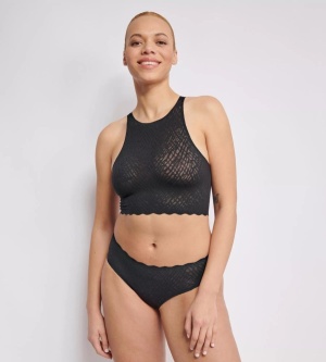Crop Top invizibil din dantelă, fără cusături, Sloggi ZERO Feel Bliss Top Negru - Img 4