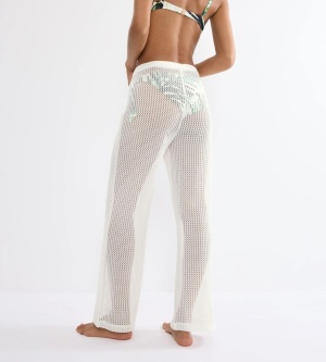 Pantaloni croșetați cu talie înaltă, Triumph Beach MyWear Crochet Trousers Crem - Img 2