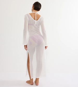 Rochie lungă croșetată, Triumph Beach MyWear Crochet Long Dress LSL Crem - Img 2