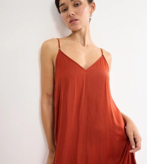 Rochie lungă cu croială relaxată, Triumph Summer Satin Dress Portocaliu - Img 3