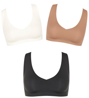 Set de 3 bustiere invizibile Sloggi ZERO Feel 2.0 Bralette Crem, Bej, Negru - Img 2