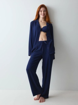 Set de pijama din două piese, Triumph Amourette Jacquard PW Bleumarin - Img 4
