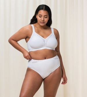 Sutien dantelat, fără armătură, Triumph Modern Lace+Cotton N Alb - Img 7