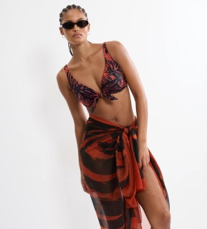 Sutien de baie cu armătură și decolteu adânc plunge, Triumph Summer Palm W, Maro - Img 4