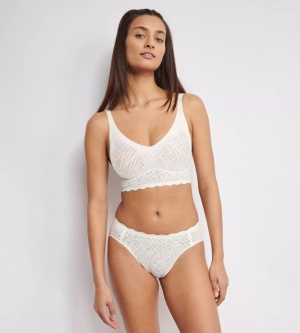 Bustieră fără armătură, dantelat, Sloggi ZERO Feel Bliss Bralette Crem - Img 4