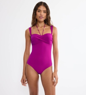 Costum de baie întreg bandeau, cu bretele detașabile, Triumph Summer Twist OPD 01 Mov