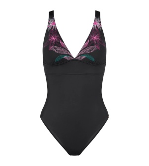 Costum de baie întreg, cu decolteu adânc tip plunge, Triumph Summer Tropics OP 02 Negru - Img 5