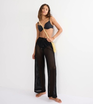 Pantaloni croșetați cu talie înaltă, Triumph Beach MyWear Crochet Trousers Negru - Img 4