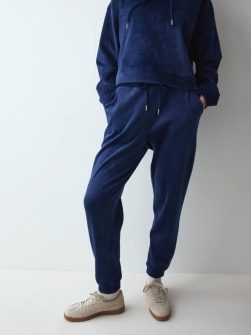 Pantaloni de casă din catifea reiată, Triumph Velour Rib Trousers Bleumarin