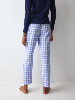 Pantaloni lungi din bumbac, Triumph Mix & Match Tapered Trouser Flannel Bleumarin - Img 2