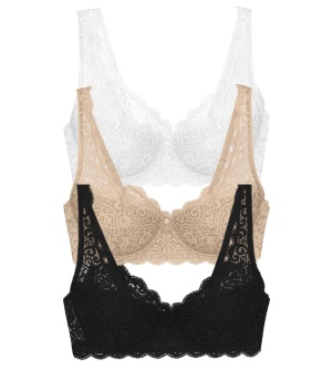Set de 3 sutiene, Triumph Amourette WHP cu cupe buretate Alb, Bej, Negru - Img 2