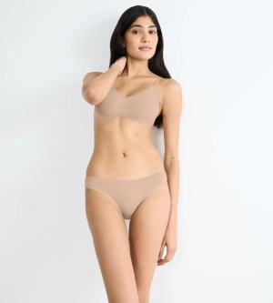Sutien bumbac fără armătură, Sloggi GO Daily Cotton Soft bra Bej - Img 4