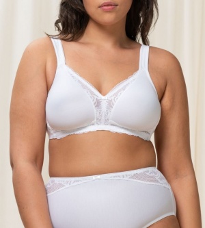 Sutien dantelat, fără armătură, Triumph Modern Lace+Cotton N Alb