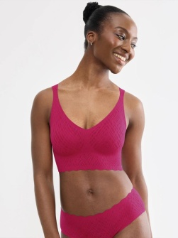 Bustieră fără armătură, dantelat, Sloggi ZERO Feel Bliss Bralette Ciclam
